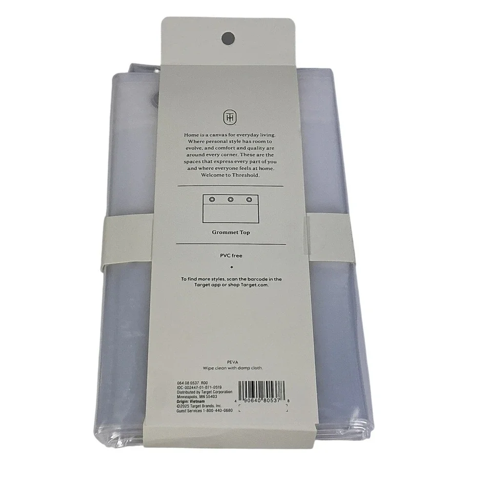 Threshold PEVA Mid Weight Shower Liner Clear Rust Resistant Grommets 71x71‎